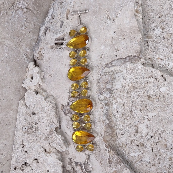 Artisan Crafted Citrine/Sterling Silver Overlay Bracelet - Picture 3 of 5
